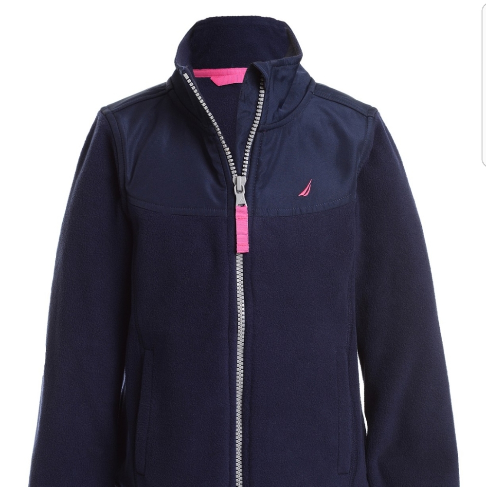NAUTICA GirGirls Mock-Neck Polar Fleece Zip-Up Jac
